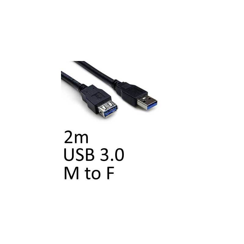 USB 3.0 A (M) to USB 3.0 A (F) 2m Black OEM Extension Data Cable
