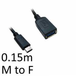 USB 3.1 C (M) to USB 3.0 A (F) 0.15m Black OEM Data Adapter