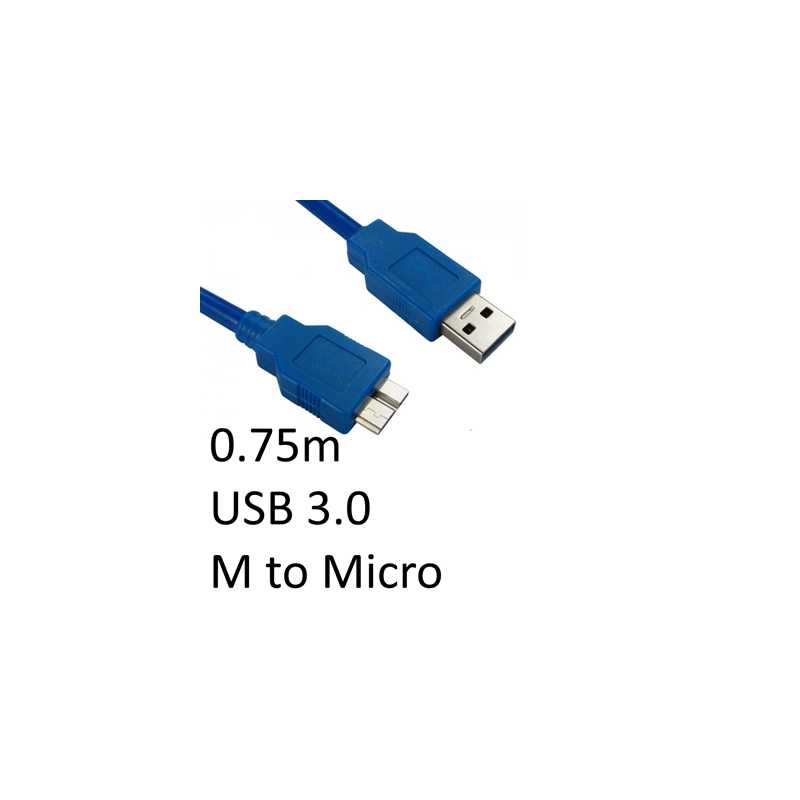 USB 3.0 A (M) to USB 3.0 Micro B (M) 0.75m Blue OEM Data Cable