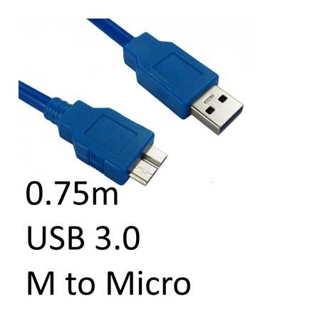 USB 3.0 A (M) to USB 3.0 Micro B (M) 0.75m Blue OEM Data Cable