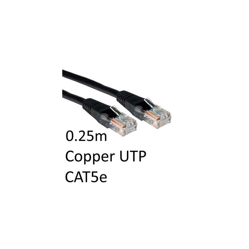 RJ45 (M) to RJ45 (M) CAT5e 0.25m Black OEM Moulded Boot Copper UTP Network Cable