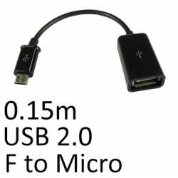 USB 2.0 A (F) to USB 2.0 Micro B (M) 0.15m Black OEM Data Adapter