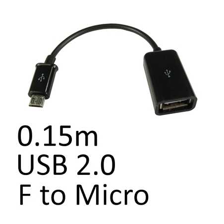 USB 2.0 A (F) to USB 2.0 Micro B (M) 0.15m Black OEM Data Adapter