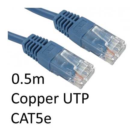 RJ45 (M) to RJ45 (M) CAT5e 0.5m Blue OEM Moulded Boot Copper UTP Network Cable