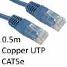 RJ45 (M) to RJ45 (M) CAT5e 0.5m Blue OEM Moulded Boot Copper UTP Network Cable