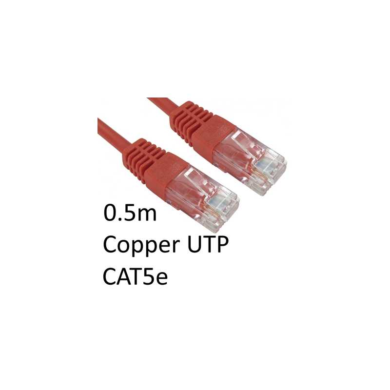 RJ45 (M) to RJ45 (M) CAT5e 0.5m Red OEM Moulded Boot Copper UTP Network Cable