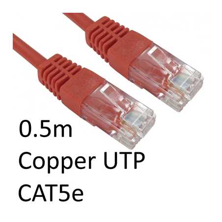 RJ45 (M) to RJ45 (M) CAT5e 0.5m Red OEM Moulded Boot Copper UTP Network Cable