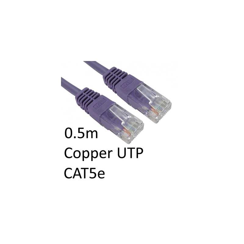 RJ45 (M) to RJ45 (M) CAT5e 0.5m Violet OEM Moulded Boot Copper UTP Network Cable
