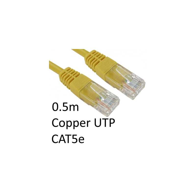 RJ45 (M) to RJ45 (M) CAT5e 0.5m Yellow OEM Moulded Boot Copper UTP Network Cable