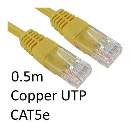 RJ45 (M) to RJ45 (M) CAT5e 0.5m Yellow OEM Moulded Boot Copper UTP Network Cable