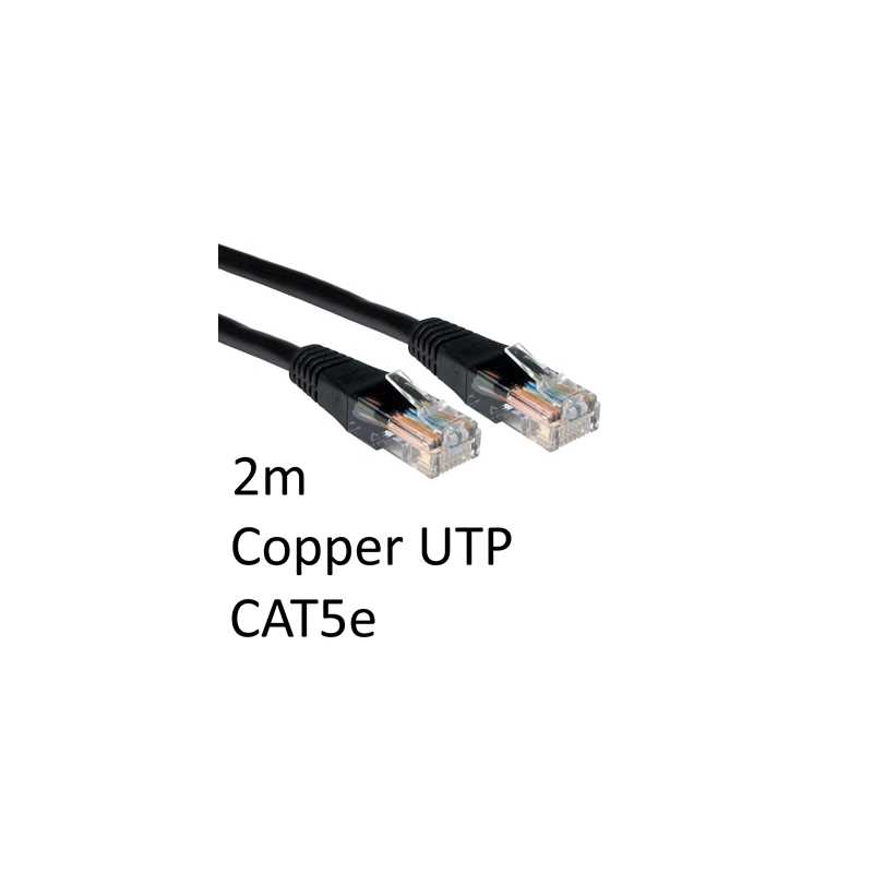 RJ45 (M) to RJ45 (M) CAT5e 2m Black OEM Moulded Boot Copper UTP Network Cable