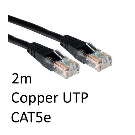 RJ45 (M) to RJ45 (M) CAT5e 2m Black OEM Moulded Boot Copper UTP Network Cable