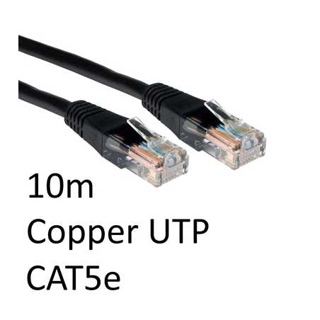 RJ45 (M) to RJ45 (M) CAT5e 10m Black OEM Moulded Boot Copper UTP Network Cable