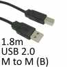 USB 2.0 A (M) to USB 2.0 B (M) 1.8m Black OEM Printer/Scanner Data Cable
