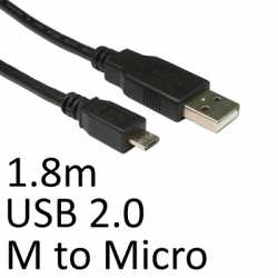 USB 2.0 A (M) to USB 2.0 Micro B (M) 1.8m Black OEM Data Cable