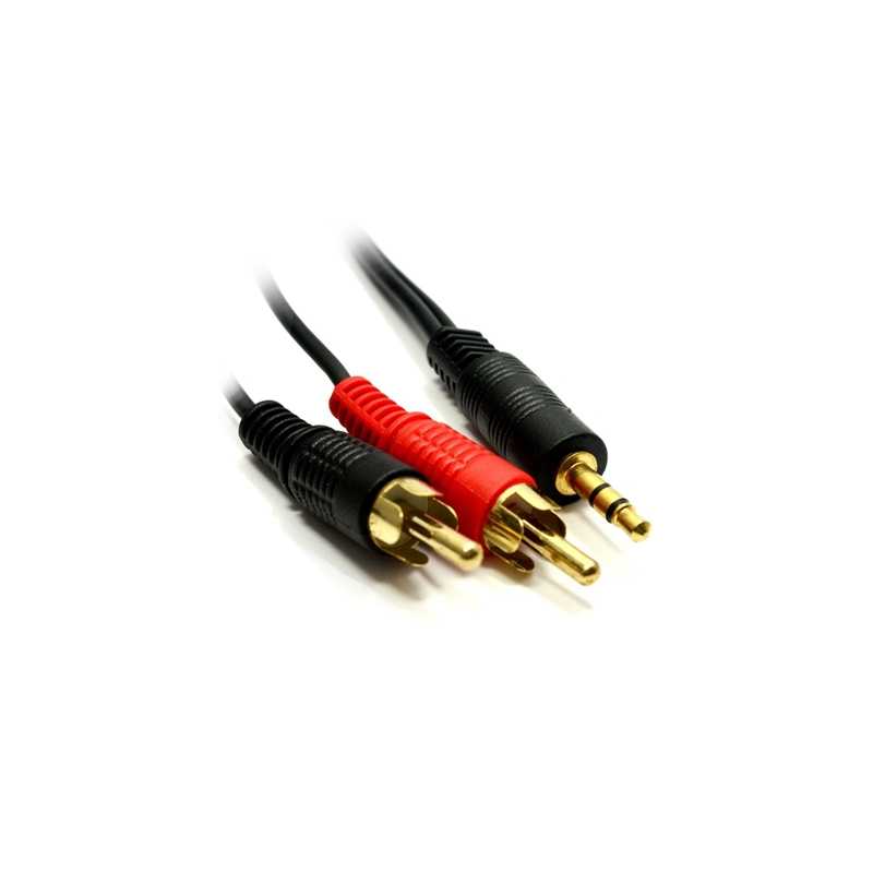 3.5mm (M) Stereo Jack to 2 x RCA Plug (M + M) 2m Black OEM Cable