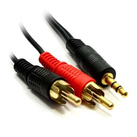 3.5mm (M) Stereo Jack to 2 x RCA Plug (M + M) 2m Black OEM Cable
