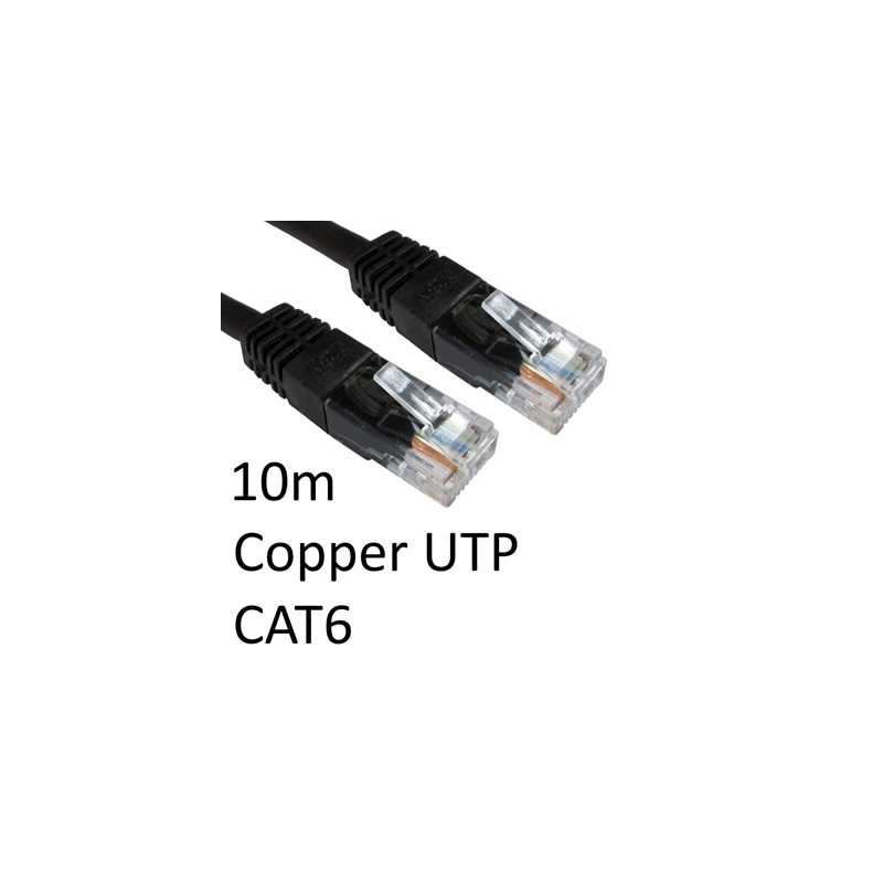 RJ45 (M) to RJ45 (M) CAT6 10m Black OEM Moulded Boot Copper UTP Network Cable