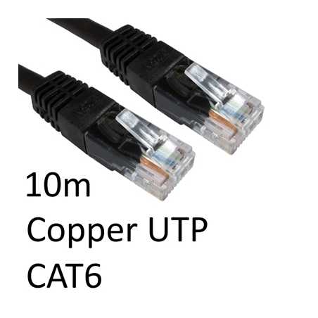 RJ45 (M) to RJ45 (M) CAT6 10m Black OEM Moulded Boot Copper UTP Network Cable