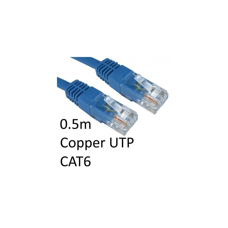 RJ45 (M) to RJ45 (M) CAT6 0.5m Blue OEM Moulded Boot Copper UTP Network Cable