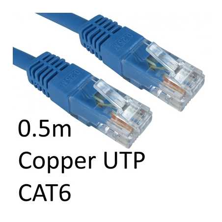 RJ45 (M) to RJ45 (M) CAT6 0.5m Blue OEM Moulded Boot Copper UTP Network Cable