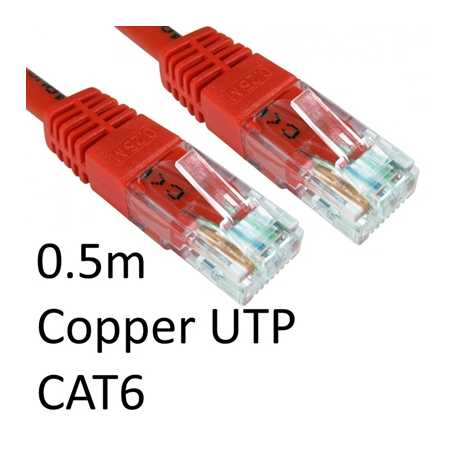 RJ45 (M) to RJ45 (M) CAT6 0.5m Red OEM Moulded Boot Copper UTP Network Cable