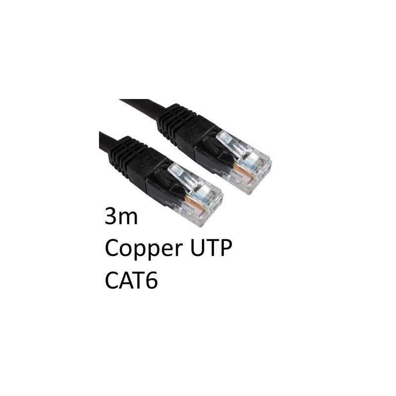 RJ45 (M) to RJ45 (M) CAT6 3m Black OEM Moulded Boot Copper UTP Network Cable