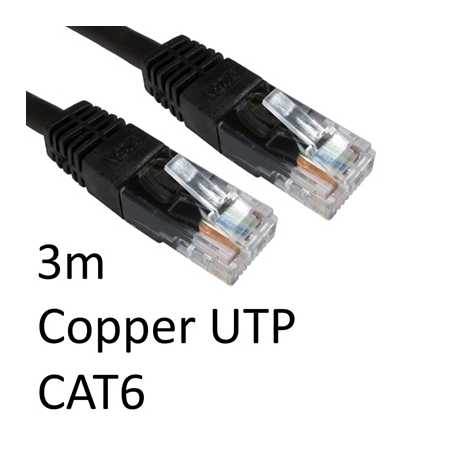 RJ45 (M) to RJ45 (M) CAT6 3m Black OEM Moulded Boot Copper UTP Network Cable