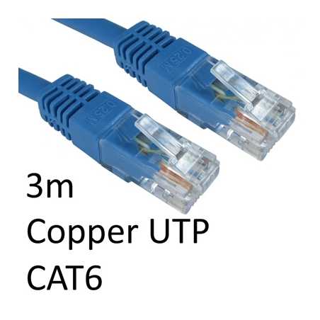 RJ45 (M) to RJ45 (M) CAT6 3m Blue OEM Moulded Boot Copper UTP Network Cable