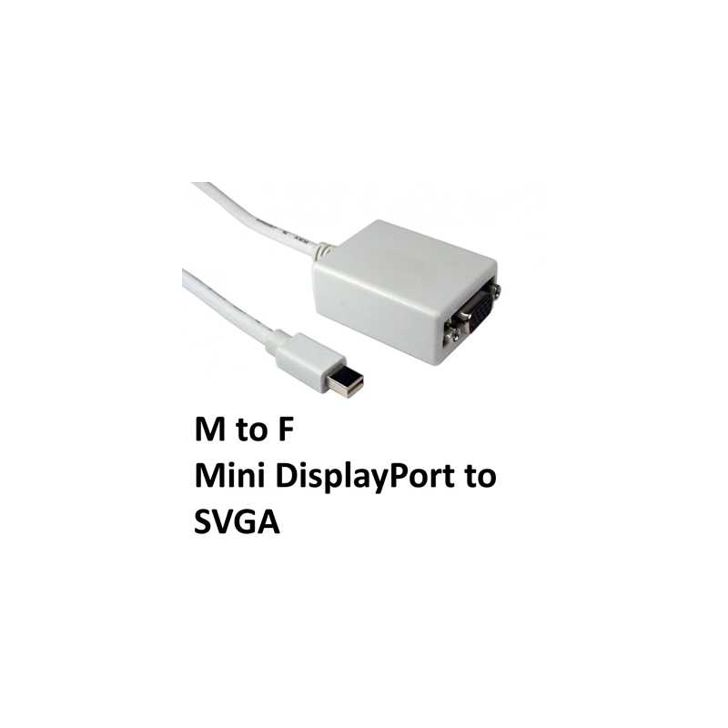 Mini DisplayPort (M) to SVGA (F) White OEM Converter Adapter