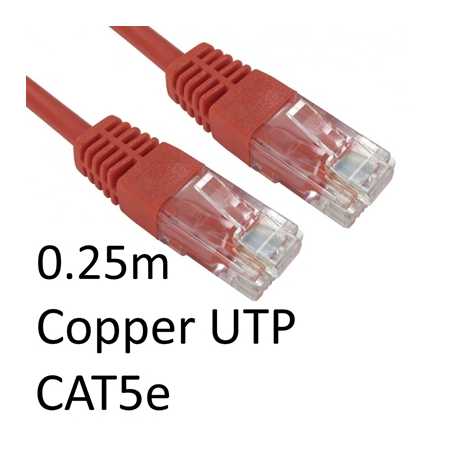RJ45 (M) to RJ45 (M) CAT5e 0.25m Red OEM Moulded Boot Copper UTP Network Cable