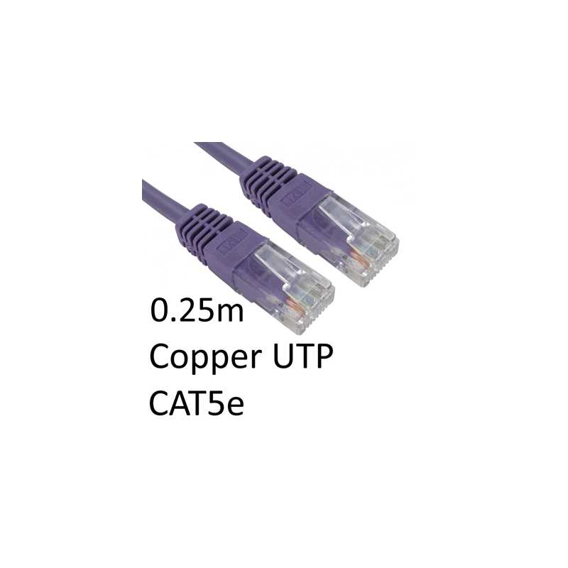 RJ45 (M) to RJ45 (M) CAT5e 0.25m Violet OEM Moulded Boot Copper UTP Network Cable