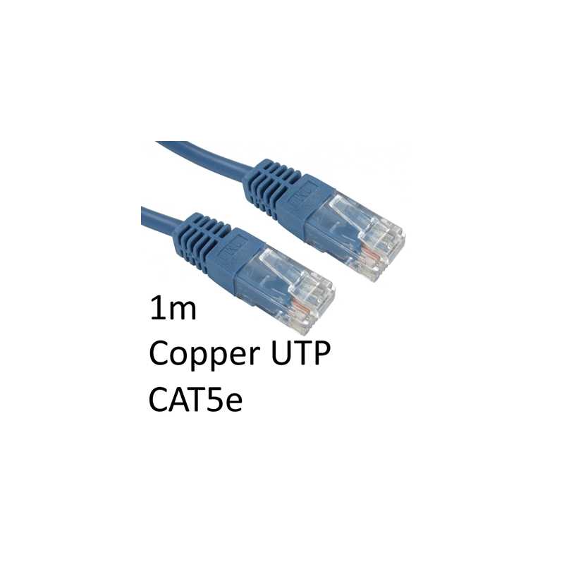 RJ45 (M) to RJ45 (M) CAT5e 1m Blue OEM Moulded Boot Copper UTP Network Cable