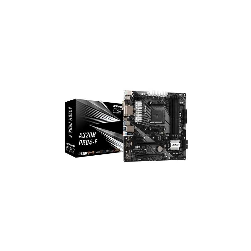 ASRock A320M-Pro4-F AMD Socket AM4 Micro ATX DDR4 HDMI/DVI-D/VGA M.2 USB C 3.1 Motherboard