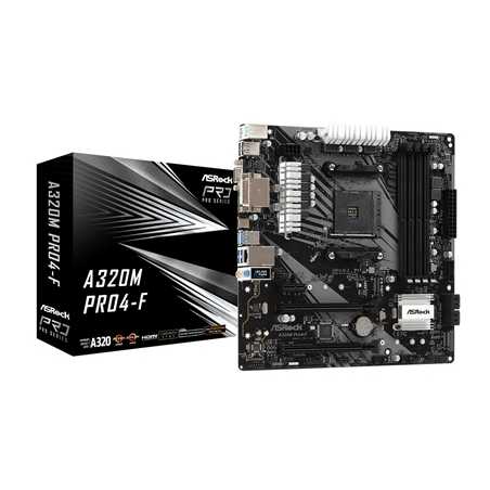 ASRock A320M-Pro4-F AMD Socket AM4 Micro ATX DDR4 HDMI/DVI-D/VGA M.2 USB C 3.1 Motherboard