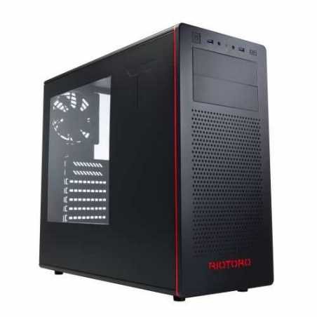Riotoro CR480 Gaming Case with Window, ATX, No PSU, 2 x 12cm Fans, USB 3.0, Black & Red