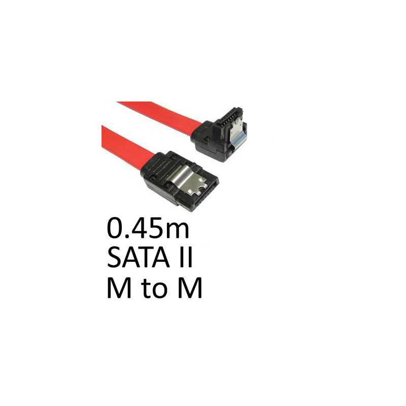 Locking SATA II (M) to Right-Angled Locking SATA II (M) 0.45m Red OEM Internal Data Cable