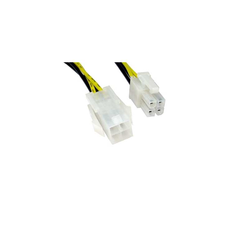 4-Pin ATX (M) to 4-Pin ATX (F) 0.28m Black and Yellow OEM Internal Extension Cable