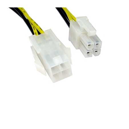 4-Pin ATX (M) to 4-Pin ATX (F) 0.28m Black and Yellow OEM Internal Extension Cable