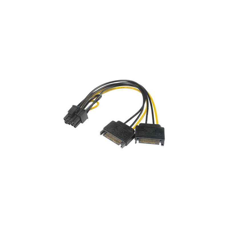 Akasa 6+2 Pin PCIe (M) to 2 x SATA Power (M + M) Adapter Cable