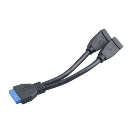 Akasa AK-CBUB09-15BK USB 3.0 19-Pin (M) to 2 x USB 3.0 A (F + F) 0.15m Black Retail Packaged Internal Splitter Cable