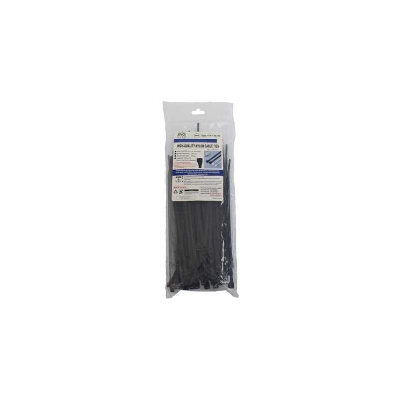 Evo Labs Black Cable Ties 200 x 4.4mm 100 Pack