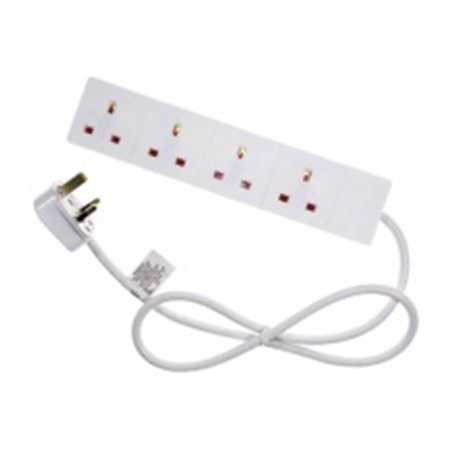 4 Gang White Power Extension 2m Cable