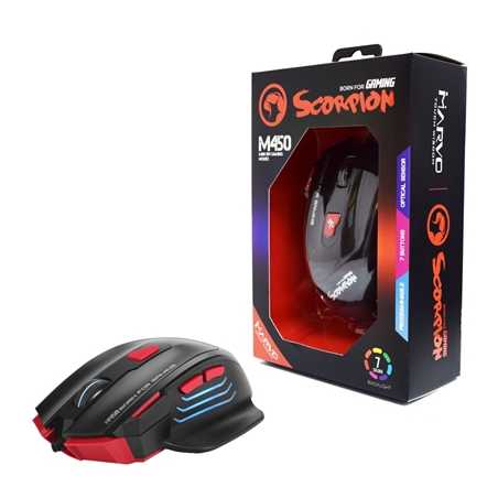 Marvo Scorpion M450 USB 7 Colour LED Black Programmable Gaming Mouse