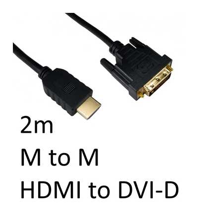 HDMI 1.4 (M) to DVI-D (M) 2m Black OEM Display Cable