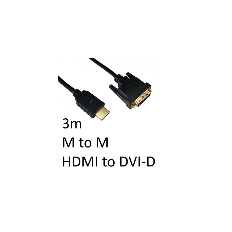 HDMI 1.4 (M) to DVI-D (M) 3m Black OEM Display Cable