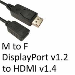 DisplayPort 1.2 (M) to HDMI 1.4 (F) Black OEM Converter Adapter