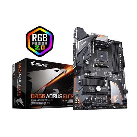 Gigabyte B450 AORUS Elite AMD Socket AM4 ATX DDR4 DVI-D/HDMI Dual M.2 RGB Motherboard