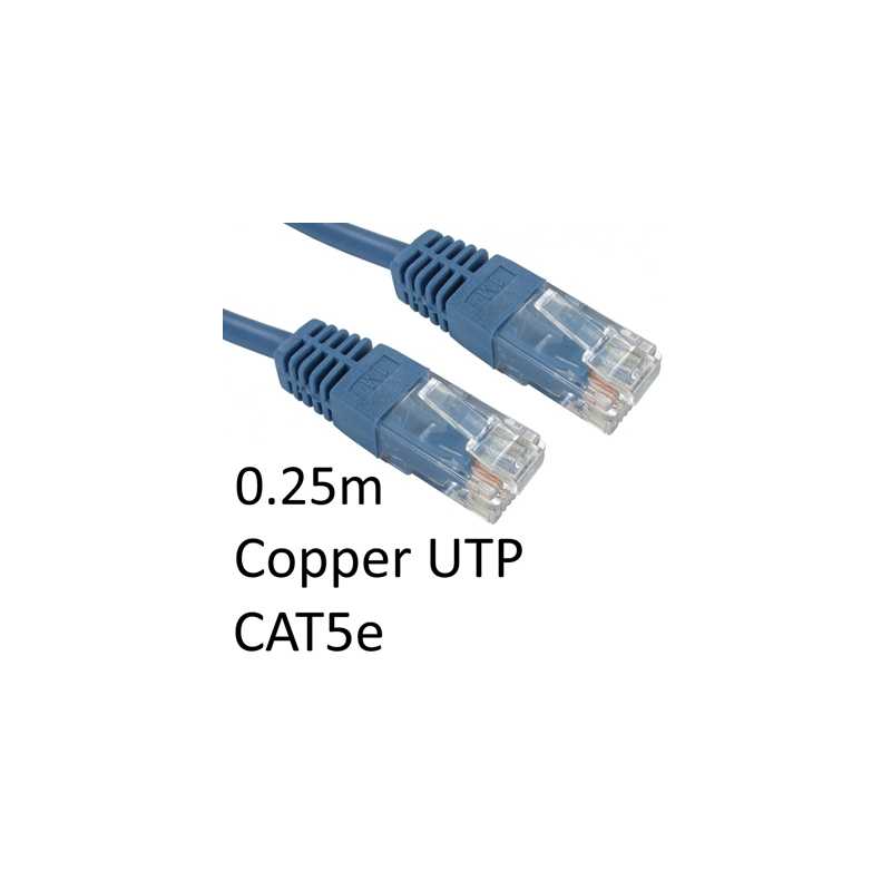 RJ45 (M) to RJ45 (M) CAT5e 0.25m Blue OEM Moulded Boot Copper UTP Network Cable