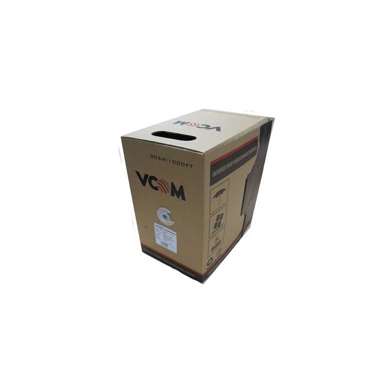 VCOM CAT5e UTP 305m Grey Retail Packaged Reel Box 24AWG 4 Pairs Solid CCA Network Cable
